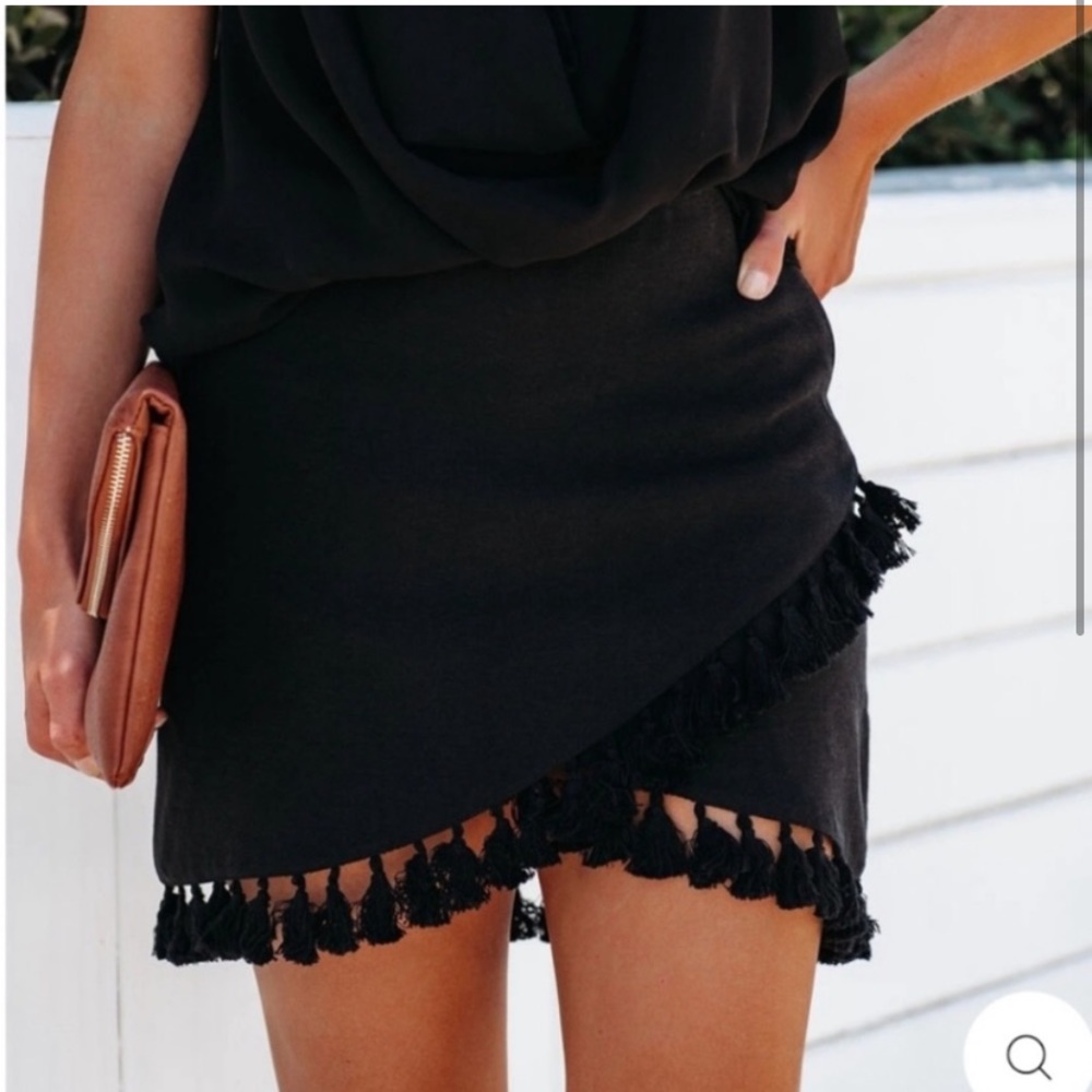 Vick Black Tassel Skirt